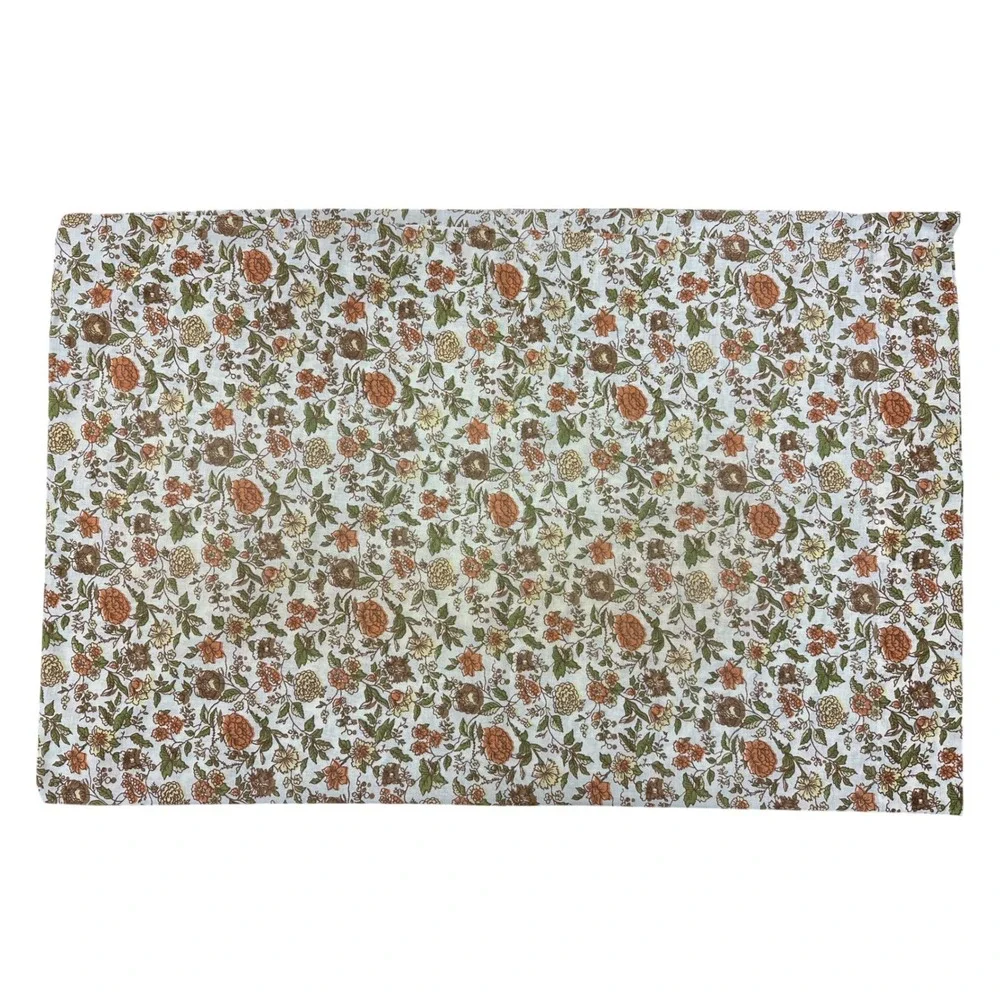 Vintage 70s Tastemaker Earthy Floral Twin Sheet Set Boho Cottagecore